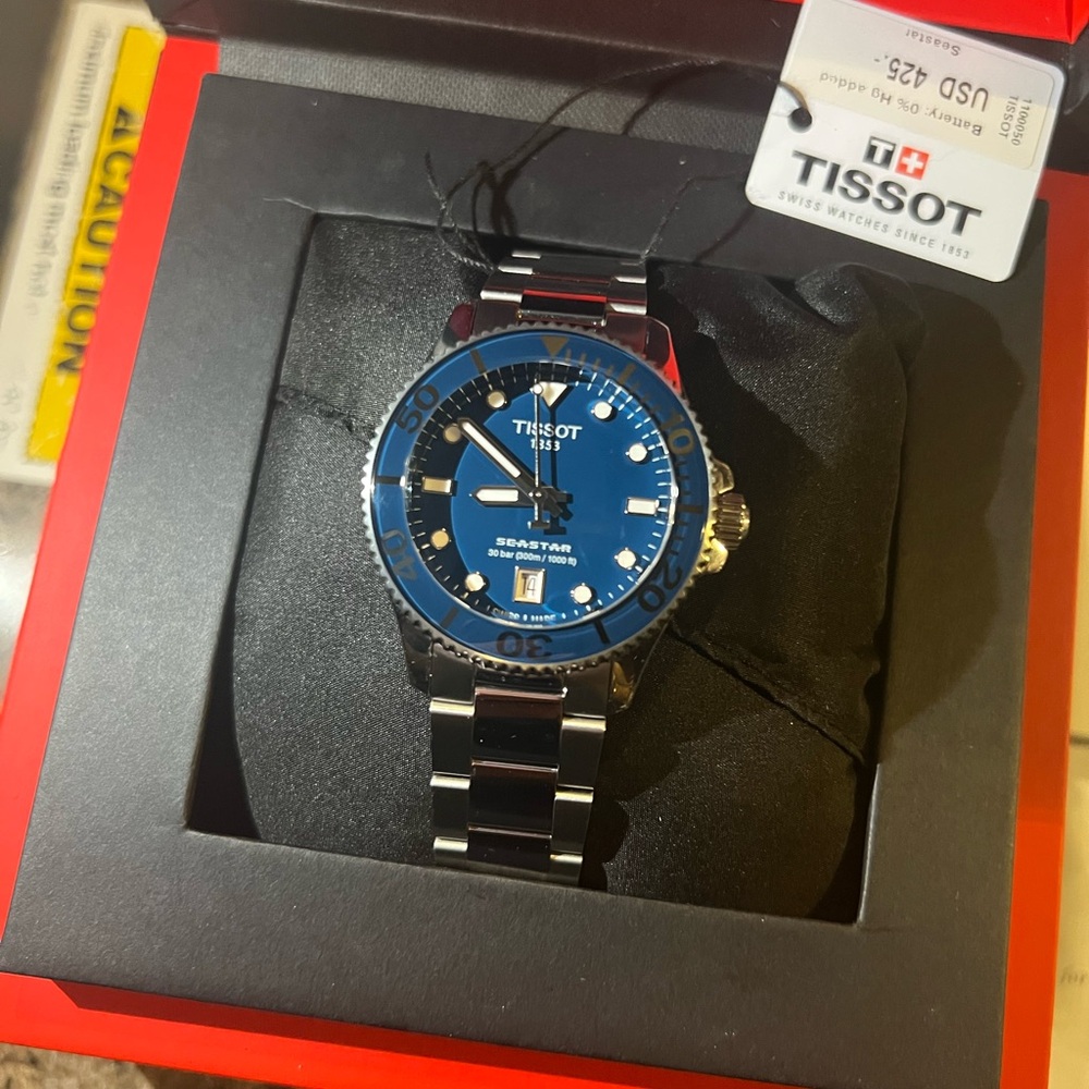 Tissot Seastar 36mm blue dive watch